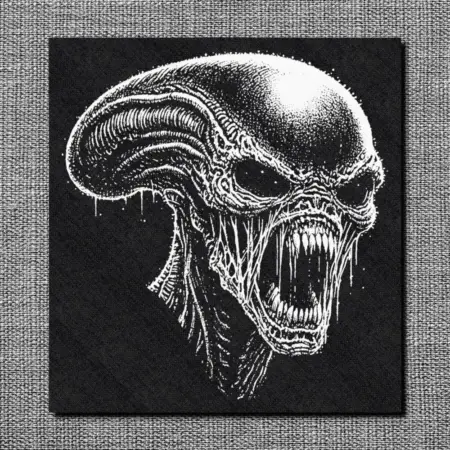 Scary Alien Back Patch, Alien Head Oversize Patch