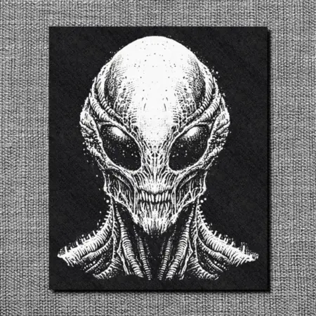 Scary Alien Back Patch, Alien Head Oversize Patch