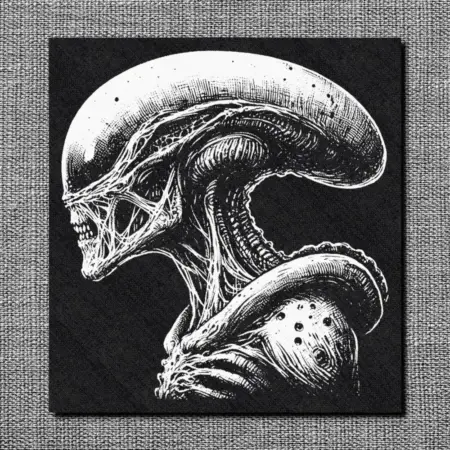 Scary Alien Back Patch, Alien Head Oversize Patch