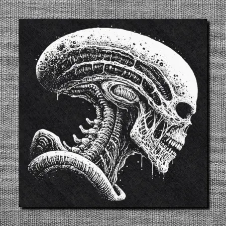 Scary Alien Back Patch, Alien Head Oversize Patch
