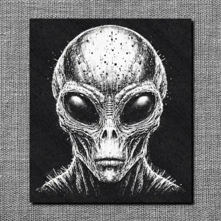 Scary Alien Back Patch, Alien Head Oversize Patch