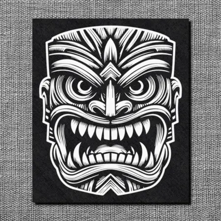 Tiki Mask Back Patch, Tribal Hawaiian Oversize Patch