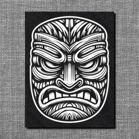 Tiki Mask Back Patch, Tribal Hawaiian Oversize Patch
