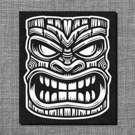 Tiki Mask Back Patch, Tribal Hawaiian Oversize Patch