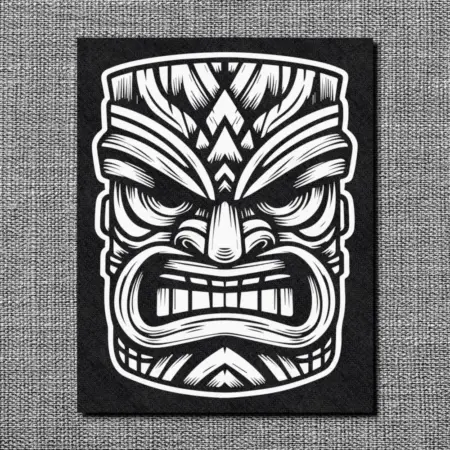 Tiki Mask Back Patch, Tribal Hawaiian Oversize Patch
